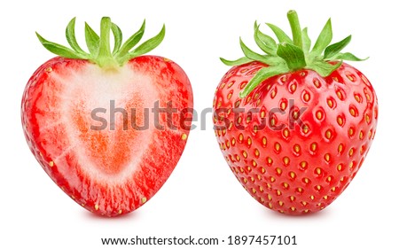 Strawberry isolated on white background close up. Strawberry Clipping Path. Strawberry macro studio photo