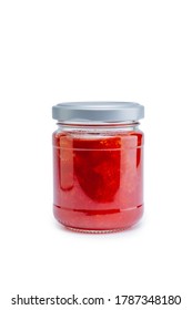 Strawberry Jam Jar Mockup Isolated On White Background With Clipping Path