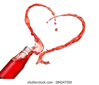 Strawberry Juice Heart Splash From A Bottle 