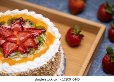 Strawberry Kiwi Cake Top Angle Shot