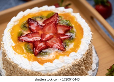 Strawberry Kiwi Cake Top Angle Shot