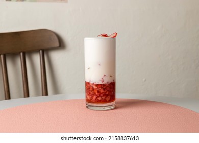 Strawberry latte, cafe, fruit, beverage - Shutterstock ID 2158837613
