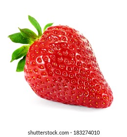 Strawberry with leaves on a white background. - Shutterstock ID 183274010