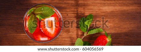 Strawberry Lemonade Summer Drink. Selective focus.