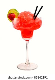 Strawberry Margarita Cocktail On White Background