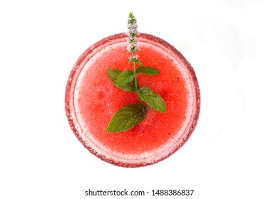 Strawberry Margarita On White Background Top On View