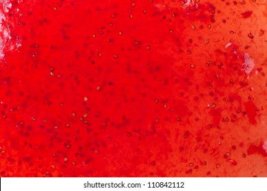 Strawberry Marmalade, Jam Top View Texture - Red Background