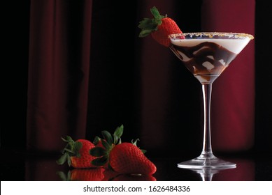 Strawberry Martini With Chocolate For Valentines Day