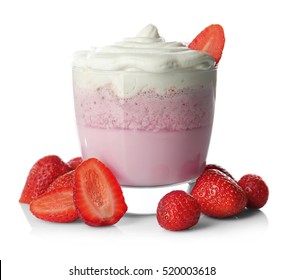 Strawberry Milk Shake On White Background