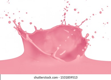 strawberry milk splash isolated on white background