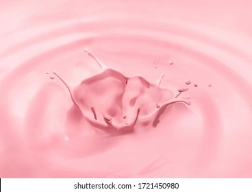 strawberry milk splash with ripples around strawberry milk shake natural fresh milk