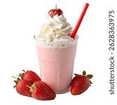 strawberry Milkshake isolation on transparent background


