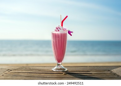 Strawberry Milkshake on the Beach
