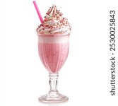 Strawberry Milkshake with Whipped Cream and Sprinkles