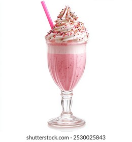 Strawberry Milkshake with Whipped Cream and Sprinkles - Powered by Shutterstock