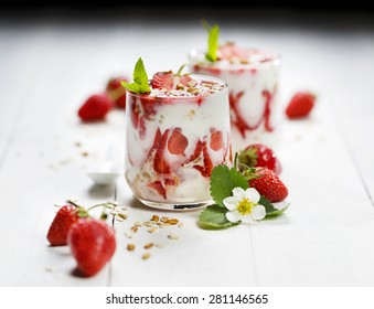 Strawberry Parfait. Delicious Dessert