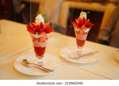 Strawberry Parfait At A Restaurant