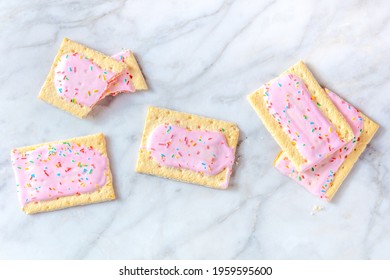 Strawberry Pop Tarts, Overhead Flat Lay Shot