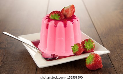 Strawberry Pudding With Strawberries On The Top