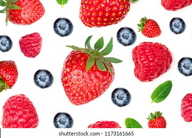 Strawberry Raspberry Pattern Various Fresh Berries Stock Photo ...