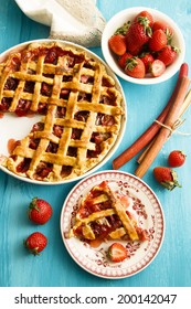 Strawberry And Rhubarb Lattice Pie
