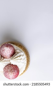 Strawberry Round Shortcake On White Background For Background