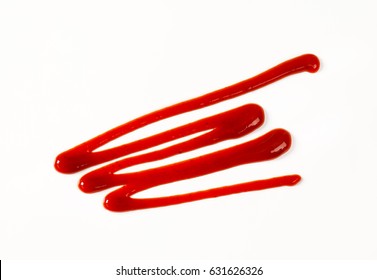 Strawberry Sauce Drizzle On White Background