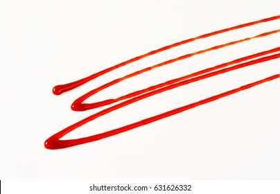 Strawberry Sauce Drizzle On White Background