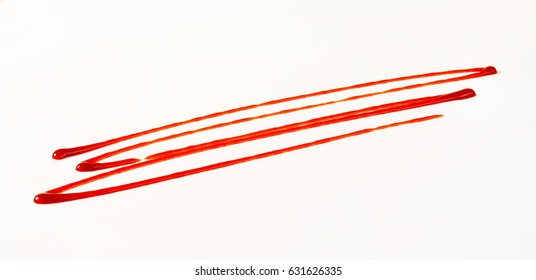 Strawberry Sauce Drizzle On White Background