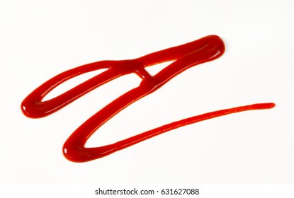 Strawberry Sauce Drizzle On White Background