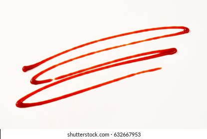 Strawberry Sauce Drizzle On White Background