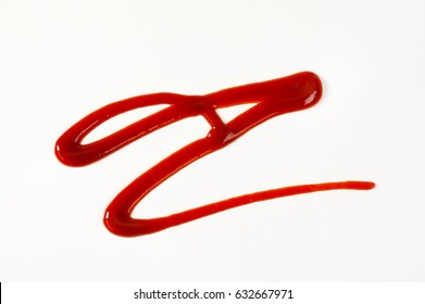 Strawberry Sauce Drizzle On White Background