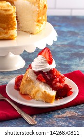 Strawberry Short Cake Made With Angel Food Cake And Strawberry Sauce