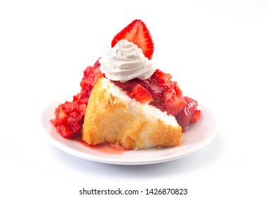 Strawberry Short Cake Made with Angel Food Cake and Strawberry Sauce