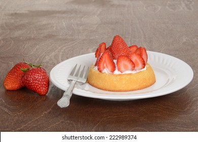 strawberry shortcake with a fork