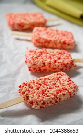 Strawberry Shortcake Ice Cream Bars With Cake Crumbles