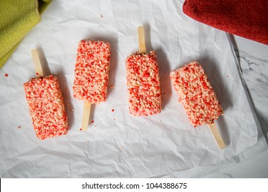 Strawberry Shortcake Ice Cream Bars With Cake Crumbles