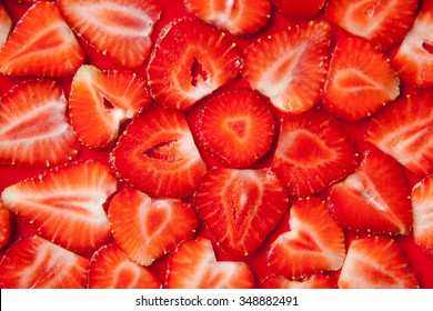 Strawberry Slice Red Background