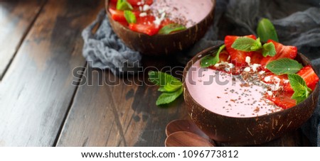 Similar – Image, Stock Photo Strawberry smoothie bowls