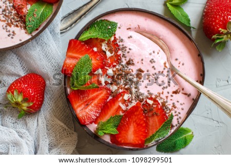 Image, Stock Photo Strawberry smoothie bowl