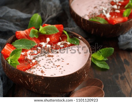 Similar – Image, Stock Photo Strawberry smoothie bowls