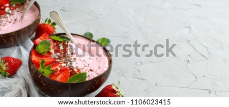 Similar – Image, Stock Photo Strawberry smoothie bowls