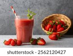 Strawberry smoothie or milkshake drink.