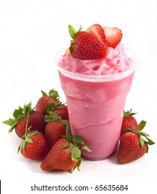 Strawberry Smoothie On White Background