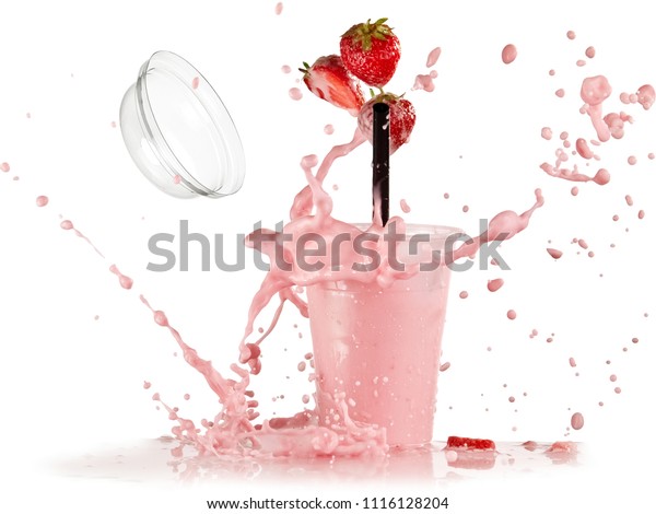 Strawberry Smoothie Splash Drops Stock Photo (Edit Now) 1116128204