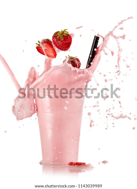 Strawberry Smoothie Splash Drops Stock Photo (Edit Now) 1143039989