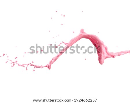 Strawberry smoothie splash on white background