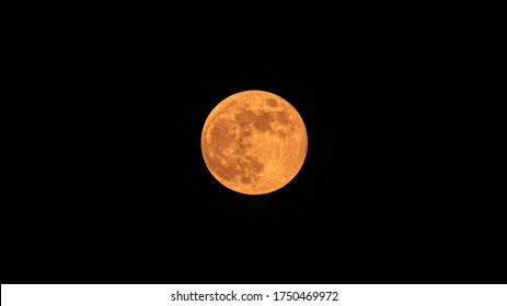 The strawberry Supermoon (Supermoon of strawberry) in the dark night in june 2020 in Spain