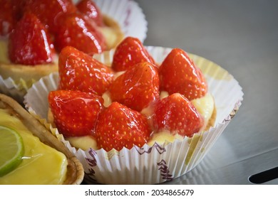 Strawberry Tart In A Bakery Display Case
