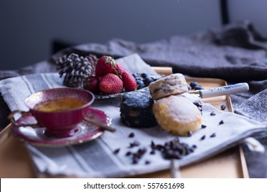 Strawberry With Tea And Scones, English Tea Time